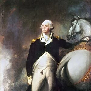 (1732-1799). 1st President of the United States. At Dorchester Heights during the Siege of Boston, 1776. Oil on panel, c1806, by Gilbert Stuart