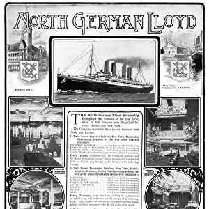 AD: NORTH GERMAN LLOYD. American magazine advertisement for the North German Lloyd