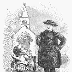 CARTOON: PUSEYISM, 1851. Master Punch. Please, Mr. Bishop, which is Popery