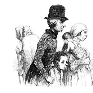 DAUMIER: BEGGARS, 1843. Les mendiants. A family of beggars, consisting of a man