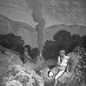 DOR├ë: CAIN & ABEL. Cain and Abel offering their sacrifices (Genesis 4: 2-5). Wood engraving after Gustave Dor