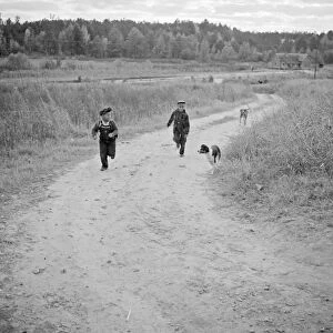 GEORGIA: CHILDREN, 1941. Boyd Jones, his friend, and their dogs returning