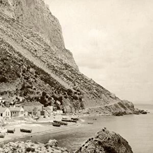 GIBRALTAR: CATALAN BAY. View of the beach at Catalan Bay, Gibraltar, late 19th century