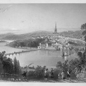 IRELAND: LONDONDERRY. View of Londonderry (Derry) on the river Foyle, Northern Ireland. Steel engraving, English, c1840, after William Henry Bartlett