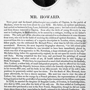 JOHN HOWARD (1726?-1790). English prison reformer. Stipple engraving, English, 1819