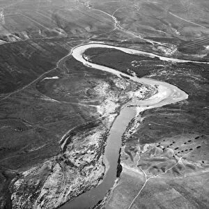 JORDAN RIVER, c1931. Aerial view of the Jordan Rift Valley and Jordan River, with