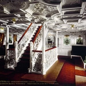 KAISERIN MARIA THERESIA. A staircase onboard German ocean liner Kaiserin Maria Theresia