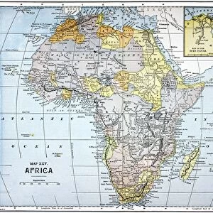 MAP: AFRICA, 19th CENTURY. A late 19th century map of Africa with an insert showing the Suez Canal