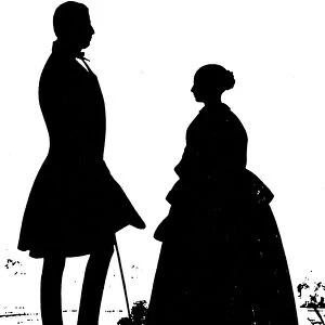 QUEEN VICTORIA SILHOUETTE. Silhouette of Queen Victoria with Lord Melbourne, c1840