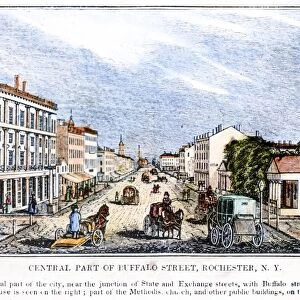 ROCHESTER, NEW YORK. View of the central part of Rochester, New York. Wood engraving, c1840