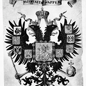 RUSSIA: COAT OF ARMS. The coat of arms of the Russian Empire. German engraving