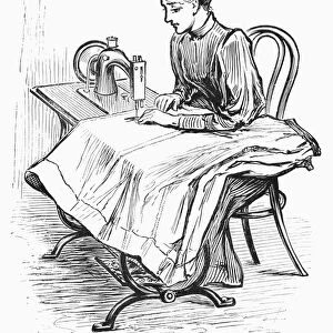 SEWING MACHINE, 1898. English newspaper engraving, 1898