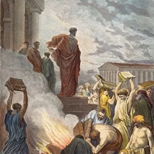 ST. PAUL AT EPHESUS. (Acts 19: 19): wood engraving after Gustave Dor
