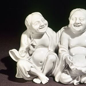 White porcelain figures representing peace and harmony. Dehua ware, Fujian province. Height: 4 1 / 4 in. Ching Dynasty, 17th century
