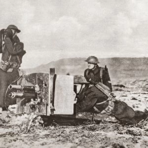 WORLD WAR I: GUNNERS. American troops firing a one-pounder gun during a winter