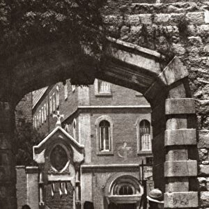 WORLD WAR I: JERUSALEM. British Sentry stands guard at the gate of Jerusalem. Photograph