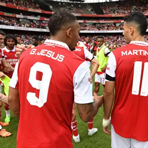 Arsenal's Jesus and Martinelli Celebrate Post-Match at Emirates Cup 2022