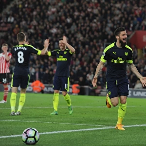 Olivier Giroud Scores the Second Goal: Southampton vs. Arsenal, Premier League 2016-17
