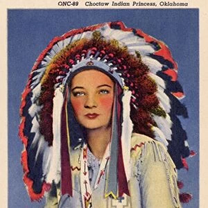 Choctaw Indian Princess. ca. 1946, Oklahoma, USA, OKLAHOMA NEWS CO. TULSA, OKLA. Choctaw Indian Princess, Oklahoma