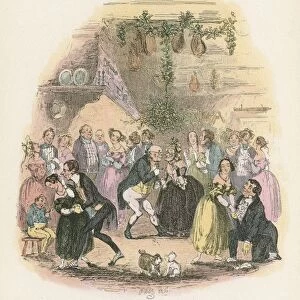 Christmas Eve at Mr Wardle s. Mr Pickwick kisses a lady under the mistletoe bough