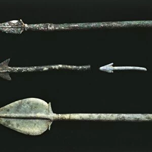 Etruscan bronze arrows. From Nemi, Latio Region, Italy, 6th Century B. C