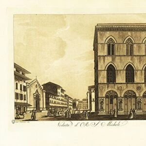 Florence, Orsanmichele Church, by Giuseppe Pera from drawing by Antonio Terreni, 1801, aquatint