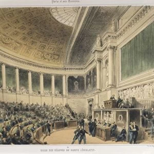 France, Paris, Parliament chambers by A. Provost, engraving, 19th century