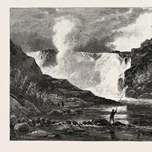 French Canadian Life, Falls of the Chaudiere Near Quebec, Canada, Nineteenth Century