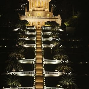 Haifa Baha i temple at night