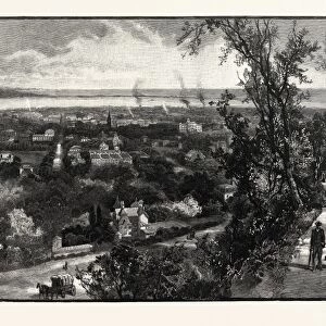 Hamilton and Burlington Bay, from the Mountain, Canada, Nineteenth Century Engraving