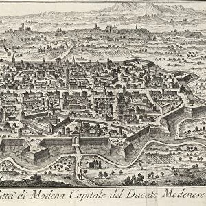 Map of Modena, engraving, 1751
