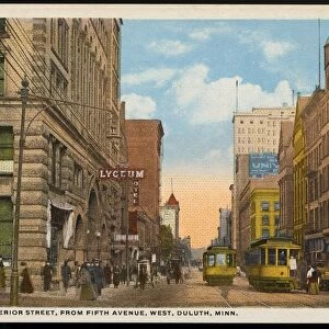 Postcard of Superior Street. ca. 1910, SUPERIOR STREET, FROM FIFTH AVENUE, WEST, DULUTH, MINN