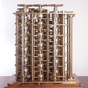Replica of mechanical calculator invented by Leonardo Da Vinci