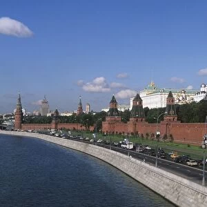 Russia, Moscow, Moscow Region, Kremlin, View of fortified citadel and Moskva River