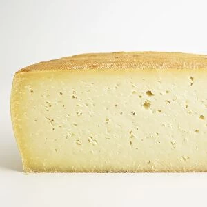 Slice of Spanish Idiazabal DOP ewes milk cheese