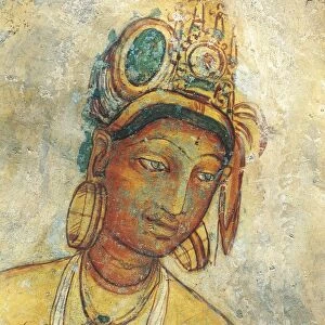 Sri Lanka, Central Province, Matale District, Sigiriya, Fresco depicting Apsara female spirit