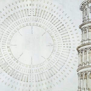 Detail of study with map and relief of Colosseum by Giuliano da Sangallo