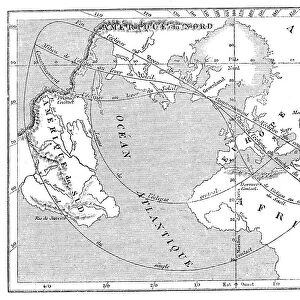 Antique illustration of 31 december 1861 eclipse map