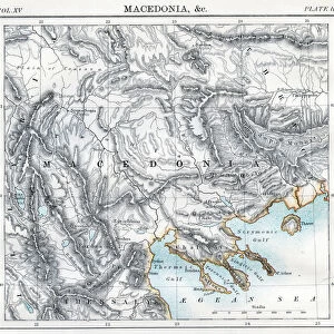 Antique map of Macedonia engraving 1883