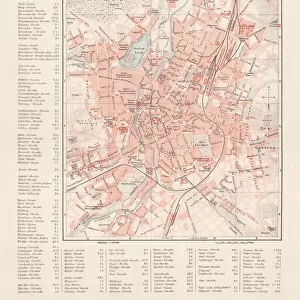 City map of Chemnitz, Germany, lithograph, published in 1897