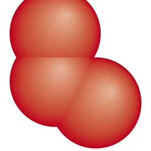 Three dimensional digital illustration of molecular structure of Ozone