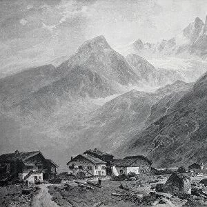 Landscape in the Chamonix Valley, 1895, France, Historic, digitally restored reproduction of an original 19th-century painting