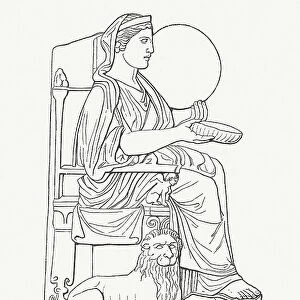 Rhea (Cybele), Greek mythology, wood engraving, published in 1897