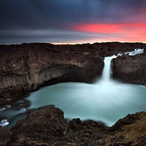 Sun Rise at Aldeyjarfoss waterfall in Iceland