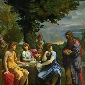 Abraham and the Three Angels (oil on canvas)