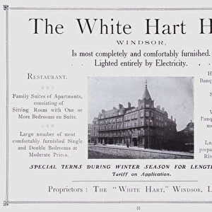 Advertisement for the White Hart Hotel, Windsor, Berkshire (b / w photo)