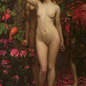 Adam and Eve with the snake, 1877 (oil on canvas)