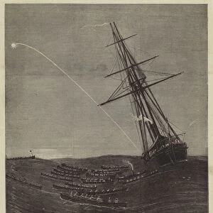 The Ashantee War, the Decoy giving the Signal for the Boats to Start for the Attack on Elmina (engraving)