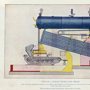 Babcock & Wilcox water tube boiler (colour litho)