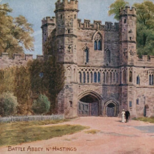 Battle Abbey near Hastings (colour litho)